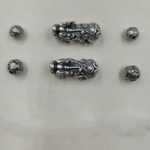 Sterling Silver Pixiu Bead, 999 Silver Pi Xiu Bead 24mm, Good luck Fortune Bead, Pixiu Coin Bead 11mm, Bracelet Bead, Necklace Bead