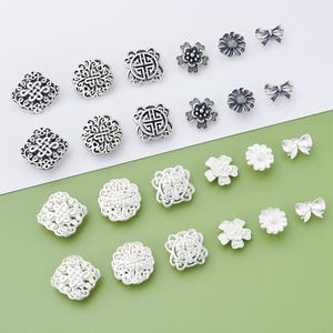 Knutknappspärlor i sterlingsilver, Lyckomoln, Prästkrageblomma