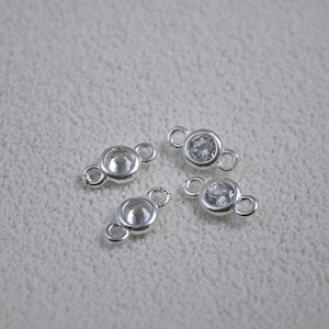 スターリングシルバー製ジルコンリンクチャーム5～10個、ジュエリー製作用品