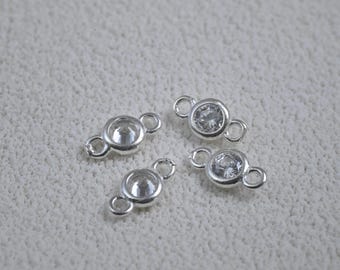 5-10 piezas de dijes de eslabones de circonita de plata esterlina, suministros para la fabricación de joyas