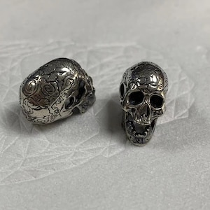 1pc Sterling Silver Skull Bead, Spacer Beads, 925 Silver Skull Spacer Bead, Bracelet Bead,Necklace Bead,Skull Spacer 12mm 15mm 20mm
