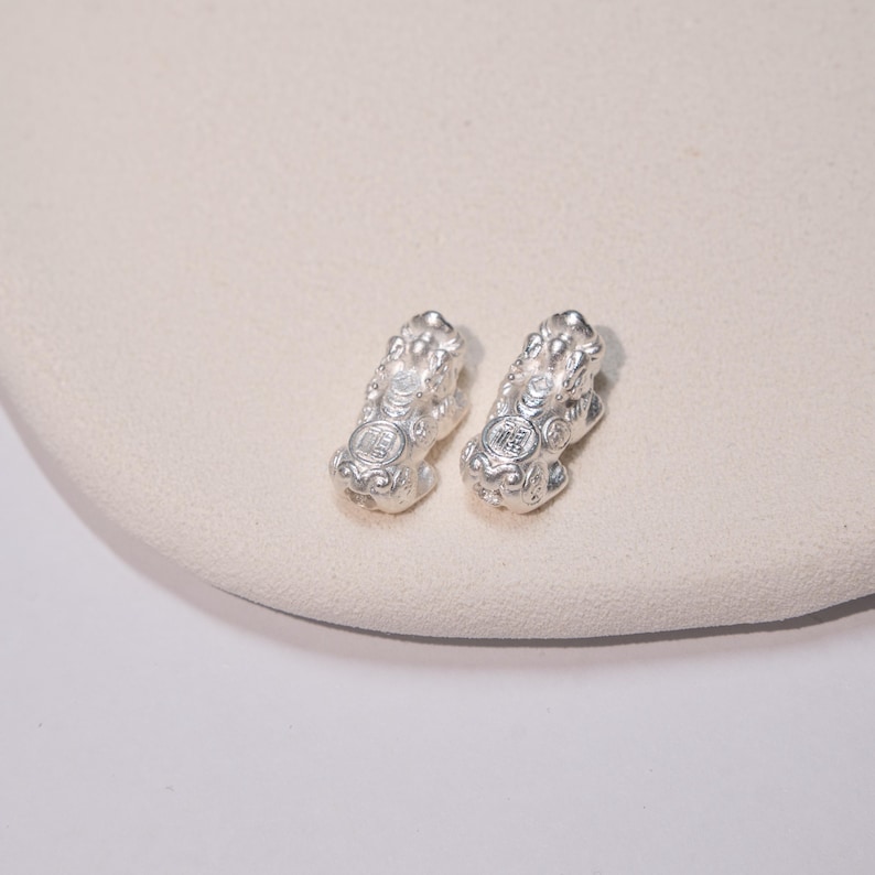 999 fijnzilveren pixiekraal, geluksbedel, armbandkraal (12 mm-18 mm) afbeelding 1