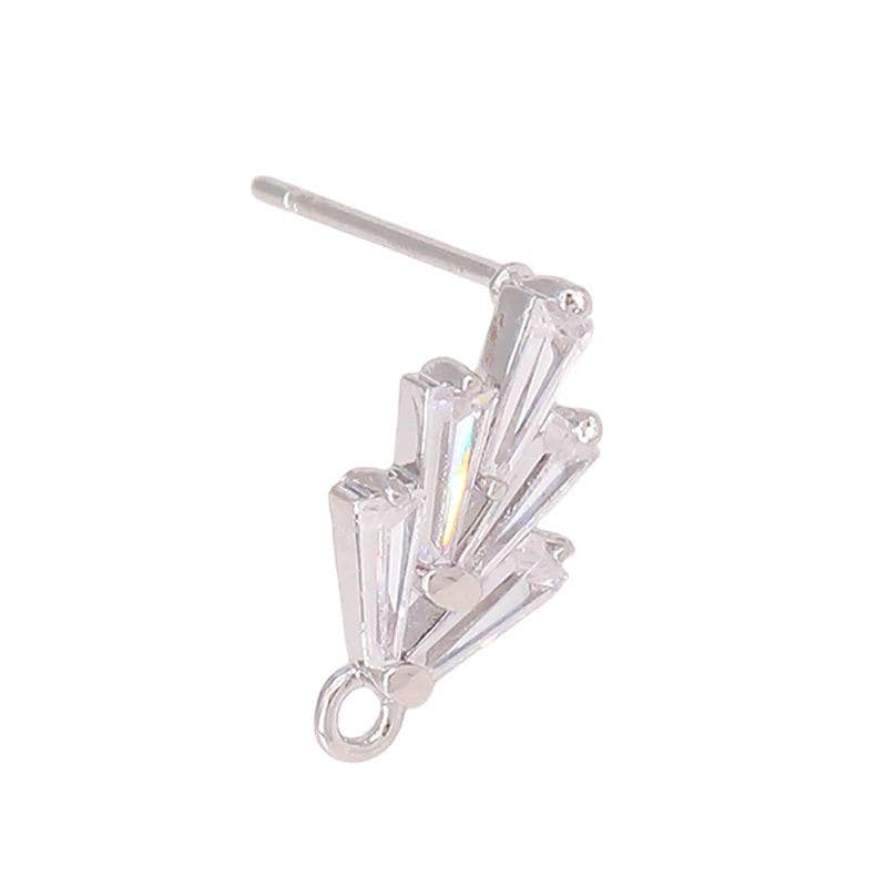 Orecchini pendenti a forma di foglia in cristallo placcato argento con zirconi cubici/Orecchini da sposa/Orecchini pendenti a forma di foglia/ Orecchini in argento - Italia