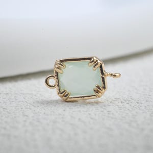 Gold Plated CZ Rectangle Charm, Geometric Birthstone Connector (8.5x16mm) image 4