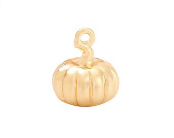 Ciondolo a forma di zucca placcato oro 14 carati, zucca di Halloween per bracciali e collane, ideale per la creazione di gioielli.