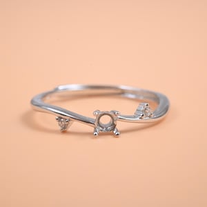 Sterlingzilveren bladringband, ronde steen insteekzetting (3 mm 4 mm)