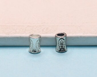 Sterling Silver Fish Barrel Bead, Ocean Life Spacer (6mm)