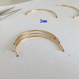 14K Gold Filled Semicircle Curve Tube Bead, Noodle Tube, Bracelet Bead, Necklace Bead, Gold Filled Glossy Large Tube Beads 56mm