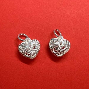 Sterling Silver Heart Charms, 925 Silver Flower Heart Charms, Heart Floral Charm, Hollow Flower Pendant For Jewelry Making supplies