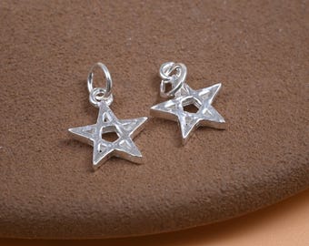 Sterling Silver Star Charm Pendant, Celestial Jewelry