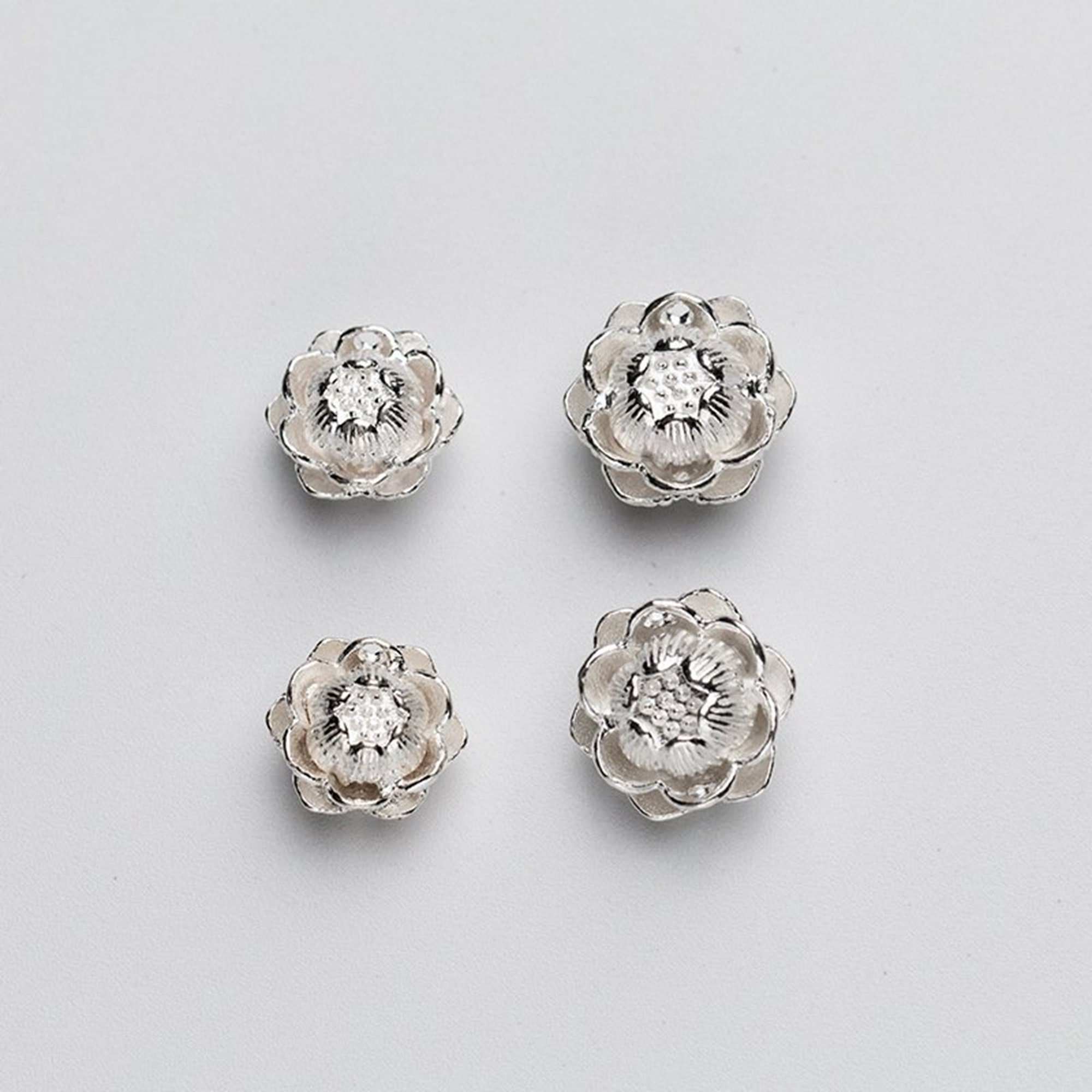 Sterling Silver Lotus Bead Spacer Beads 925 Silver Flower Etsy