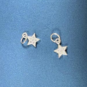 Sterling Silver CZ Star Charm Pendant, Celestial Bracelet, Night Sky Necklace, Galaxy Earring, Starry Night Jewelry, Sparkling Star Charm