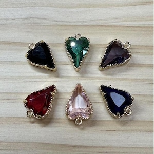 14K Gold Plated Birthstone Heart Charm, Gold Tone CZ Love Heart Charms For Jewelry Making, Necklace Charm, Bracelet Charm, Earring Charm