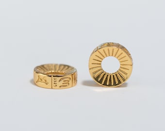 Cuenta espaciadora budista de plata de ley 925 con baño de oro mate (8 mm x 10 mm)