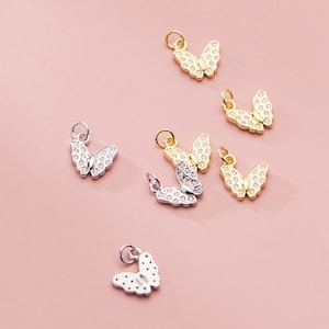 Sterling Silver CZ Butterfly Charm Pendant, Winged Bracelet, Nature Necklace, Garden Earring, Small Charm, Insect Jewelry, Animal Charm