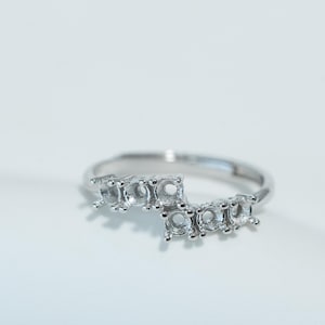 Sterling Silver Ring Setting, Art Deco Stackable Ring Band (3x3mm)
