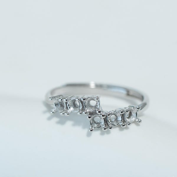 Sterling Silver Ring Setting, Art Deco Stackable Ring Band (3x3mm)