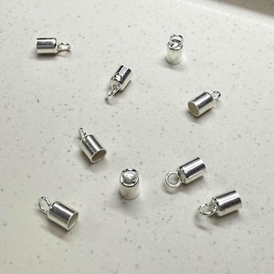 10pcs Sterling Silver Cord End Cap, 925 Silver Cord Ends,  Bracelet Leather Cord End Caps, Hole 2mm 2.5mm 3mm 3.5mm 4mm 4.5mm 5mm