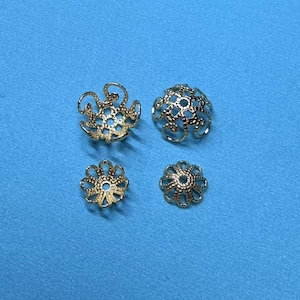 10/100pcs 14K Gold Plated Bead Caps, 6mm 7mm 8mm 10mm Bead Caps,Gold Tone Flower Bead Caps For Jewelry Making Supplies,Bulk Spacer Beads Cap