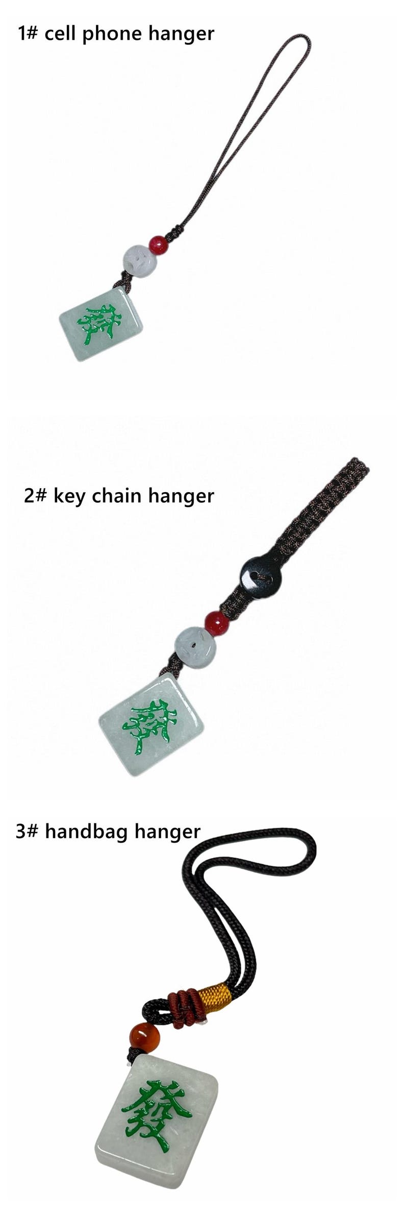 Green Jade Mahjong Tile Charm, Board Game Pendant image 2