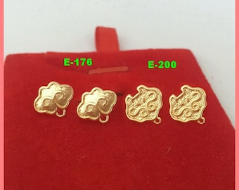 14K Gold Plated Cloud Earring Posts, Gold Tone Earring Post Ear Stud, Cloud Earring Post, Cloud Ear Stud Jewelry Making Supplies