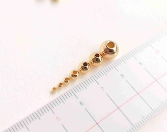 14K Gold Plated Round Brass Beads, 2-8mm, Bracelet Spacers