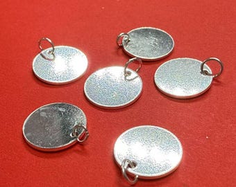925 Sterling Silver Round Disc Blank Charms, 8mm 10mm