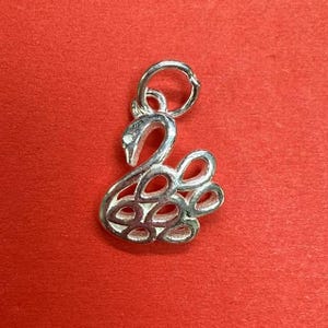 Sterling Silver Swan Charm Pendant, Wildlife Bracelet, Bird Lover Necklace, Graceful Earring, Small Charm, Animal Jewelry, Romantic Charm