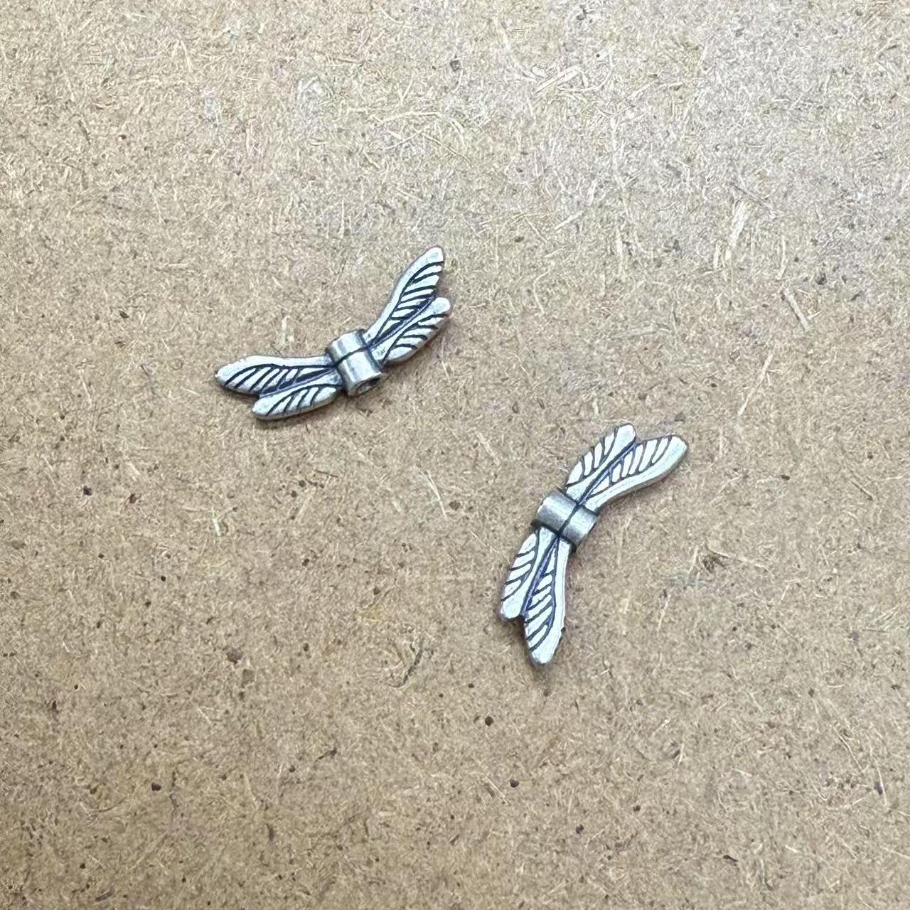 Sterling Silver Spiral Winged Bead, Dragonfly Bead, Insect Bead, Bug Bead, Winged Bead, Animals Jewelry, Flying Bead, Bracelet Spacer
