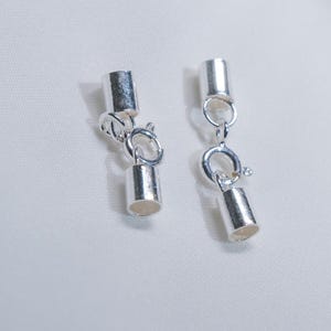 5 sets sterling zilveren veersluitingen met koordeindkapjes 0,7-3 mm
