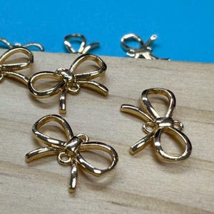 14K Gold plated Brass Bow Connector Charm, Ribbon Bracelet, Bowtie Necklace, Girly Earring, Small Charm, Bowknot Jewelry,Butterfly Bow Charm