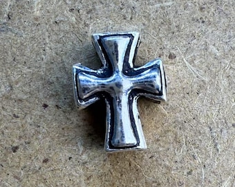 Sterlingzilveren kruiskraal, religieuze afstandhouder armband (9,5 x 7,5 x 4 mm)