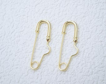 Gold Safety Pin Earrings, Minimalist Dangle Earrings, Unique Jewelry
