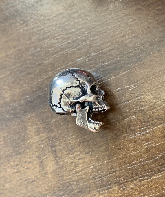 Sterling Silver Skull Bead, 925 Silver Bracelet Necklace Spacer, 3