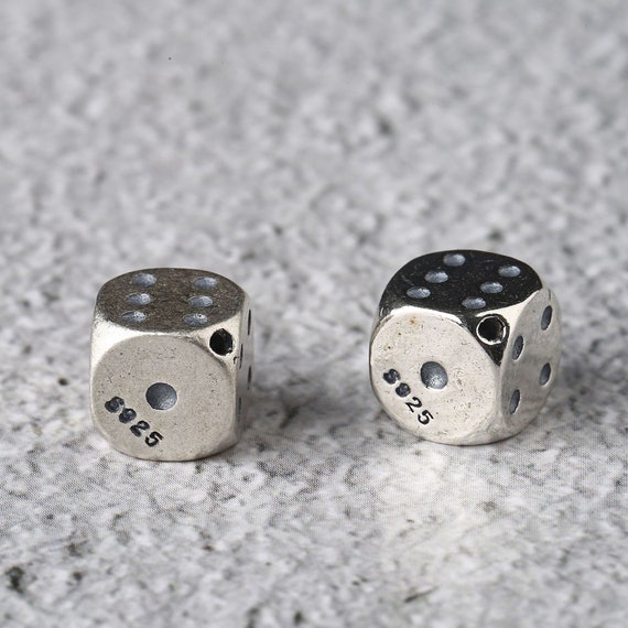 Sterling Silver Dice Beads, Thai Silver Dice Cube Beads, 925 Silver Gamble  Beads for Bracelet, Gamble Beads, Dice Spacer Beads 