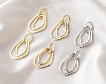 14K Gold Plated Cut-out Teardrop Charm Pendant, Water drop Bracelet, Droplet Necklace, Drip Earring, Filigree Jewelry, Irregular Oval Charm