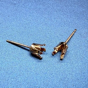 14K Gold Filled Stud Four-Prong Earring Setting, Solitaire Earring Post, Claw Earring Setting, Earring Component 3mm 4mm 5mm 6mm