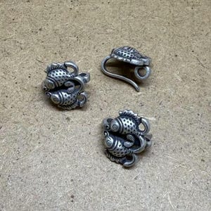 Sterling Silver Double Fish S Clasp, Sterling S Clasps, 925 Silver S Clasps, Sea Fish Hook Clasp,Silver Clasp Connector,Hook Clasp wholesale