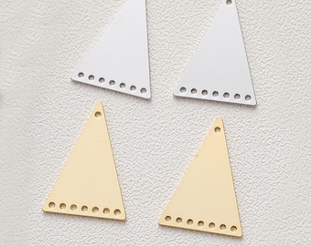 Gold Plated Triangle Connector, Geometric Jewelry Charm (18x26mm)