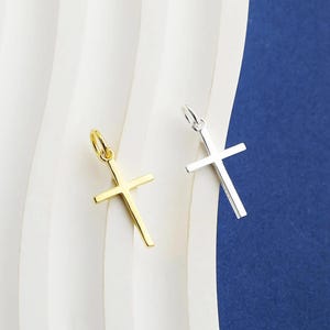 Sterling Silver Blank Cross charm, s925 Silver Cross Charms, Cross earring charms, Jewelry Making Supplies, bracelet charm,18k gold plated