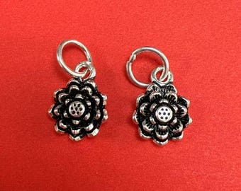 Sterling Silver Flower Charm Pendant, Small Floral Jewelry