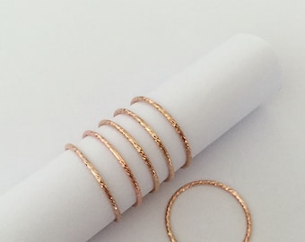 14K Rose Gold Filled Twist Rings, Rose Gold Filled Closed Textured Ring, Stacking Ring, Stackable Ring, Knuckle Ring, Slim Band Ring Jewelry