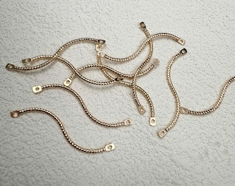 14K Gold Plated Brass Spiral Connector, S-Shape Double Loop Earring Charm