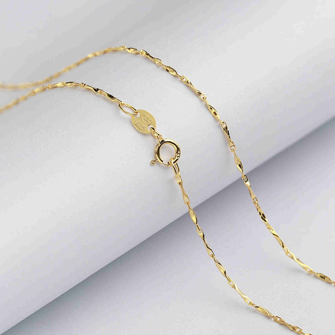 Sterling Silver Ingot Bar Chain 925 Silver Necklace Chain Etsy