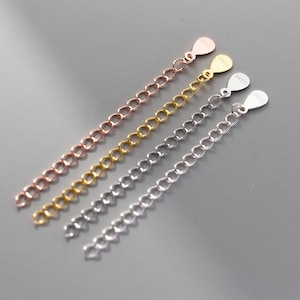 10/50pcs Sterling Silver Heart Extension Chains, 925 Silver Chain Extenders, Necklace Drop Extender Chains 30mm 40mm 50mm image 4