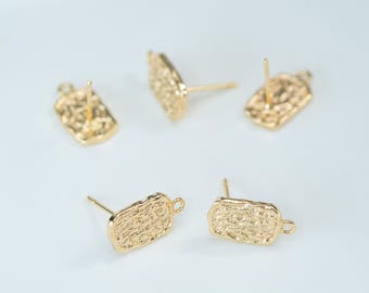Brincos de pino retangulares banhados a ouro 18K com argola (20 unidades)