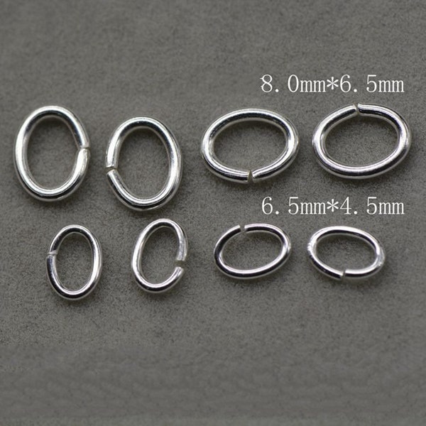 Sterling Silver Oval Jump Ring, 925 Sterling Silver Open Ring Size 4.8x3.5mm 8.0x6.5mm 6.5x4.5mm