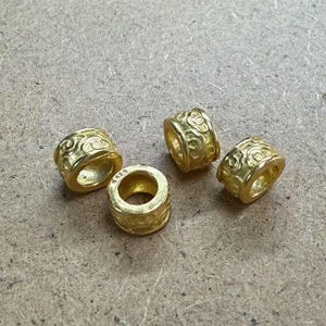 S925 Sterling Silver Cloud Beads, Matte Gold Plated Tibetan Bead,Sky Bead,Weather Bead, Enigmatic Swirl Bead,Large Hole Bead,Bracelet Spacer