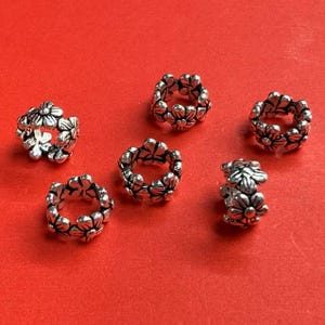 Sterling Silver Coin Beads, Wealth Bead, Success Bead, Prosperity Bead, Bracelet Spacer, Money Bead, Large Hole Bead, Flower Wheel Bead