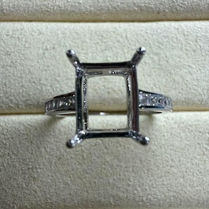 Sterling Silver Rectangle Ring Setting, Rectangle Ring Head, 925 Silver Ring Setting With Claw, Minimalist Ring , 4*6 5*7 6*8 8*10 10*14mm